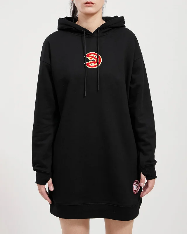 NBA ATLANTA HAWKS CLASSIC WOMEN'S HOODIE DRESS (BLACK)