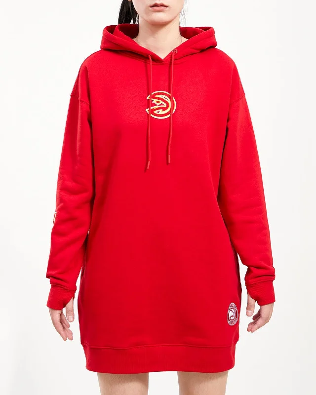 NBA ATLANTA HAWKS CLASSIC WOMEN'S HOODIE DRESS (RED)