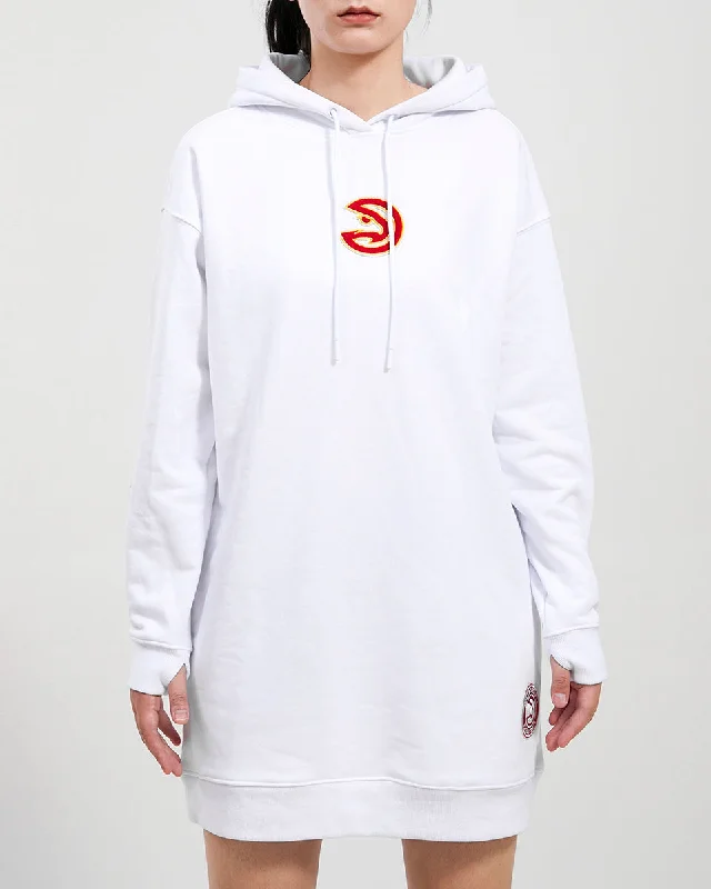 NBA ATLANTA HAWKS CLASSIC WOMEN'S HOODIE DRESS (WHITE)