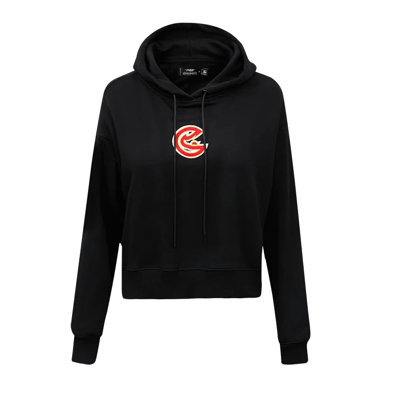 NBA ATLANTA HAWKS CLASSIC WOMEN'S CROPPED PO HOODIE (BLACK)