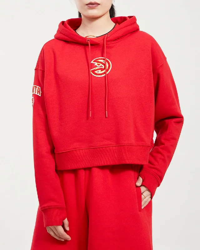 NBA ATLANTA HAWKS CLASSIC WOMEN'S CROPPED PO HOODIE (RED)