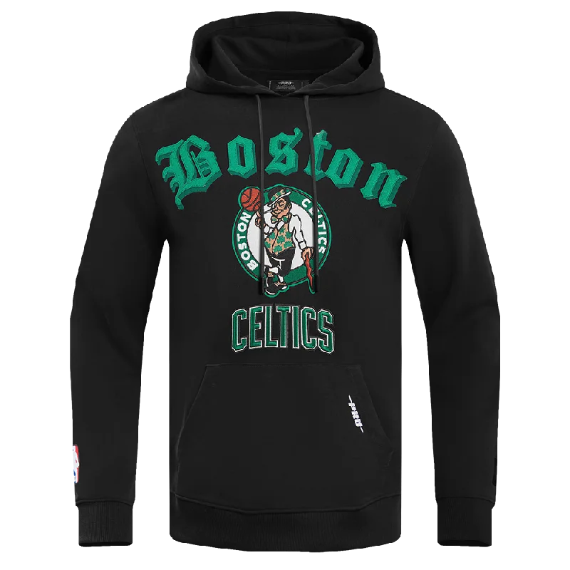 NBA BOSTON CELTICS OLD ENGLISH MEN'S PO HOODIE (BLACK)