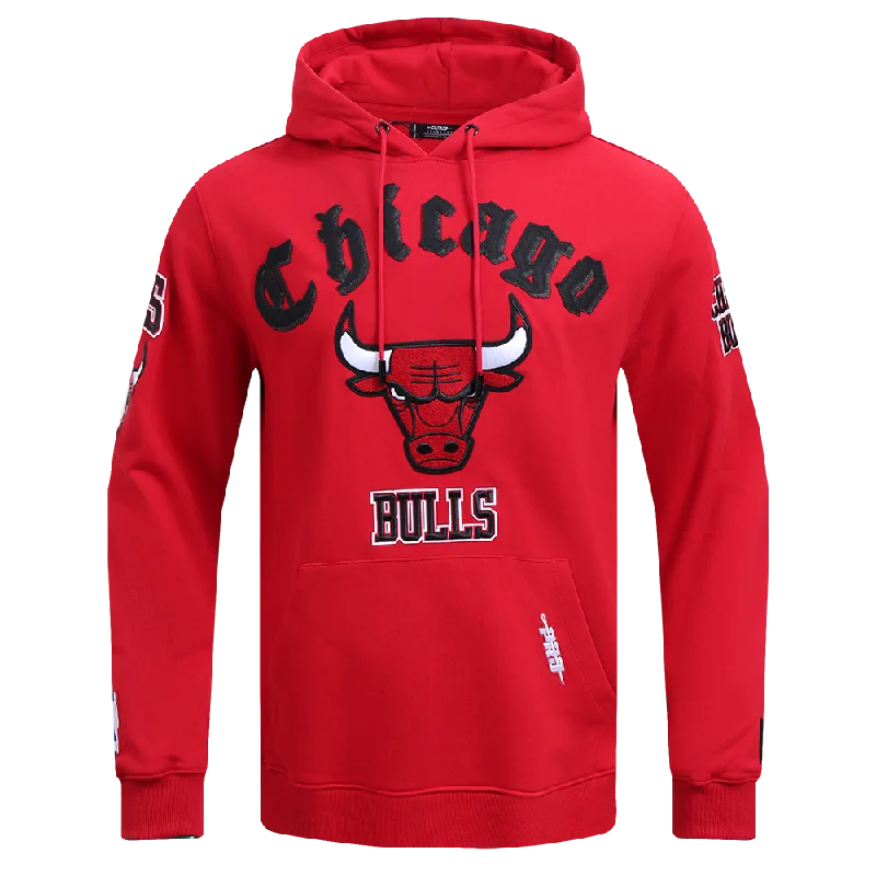 NBA CHICAGO BULLS OLD ENGLISH MEN'S PO HOODIE (RED)