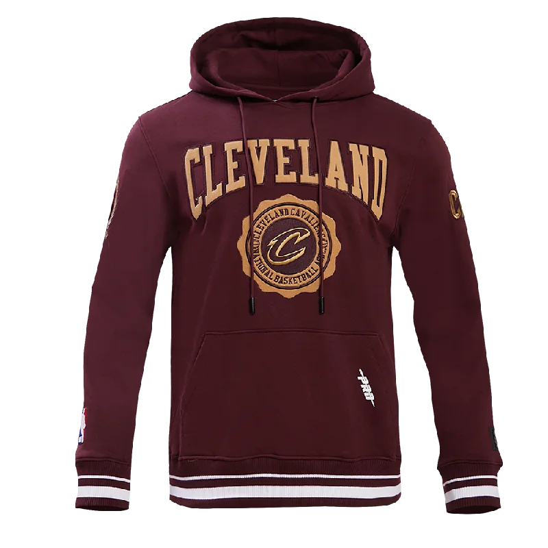 NBA CLEVELAND CAVALIERS CREST EMBLEM MEN'S RIB PO HOODIE (WINE)