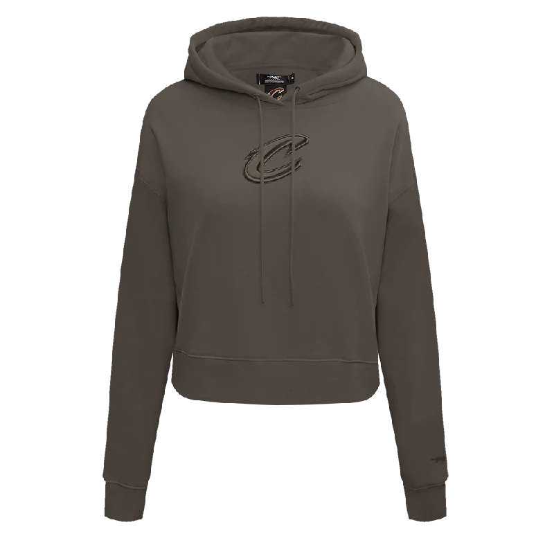 NBA CLEVELAND CAVALIERS NEUTRAL CROPPED WOMEN'S PO HOODIE (DARK TAUPE)