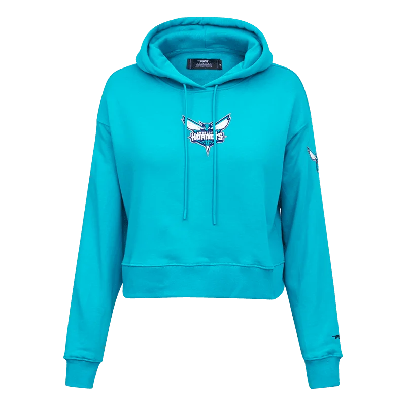 NBA CHARLOTTE HORNETS CLASSIC WOMEN'S CROPPED PO HOODIE (TEAL)