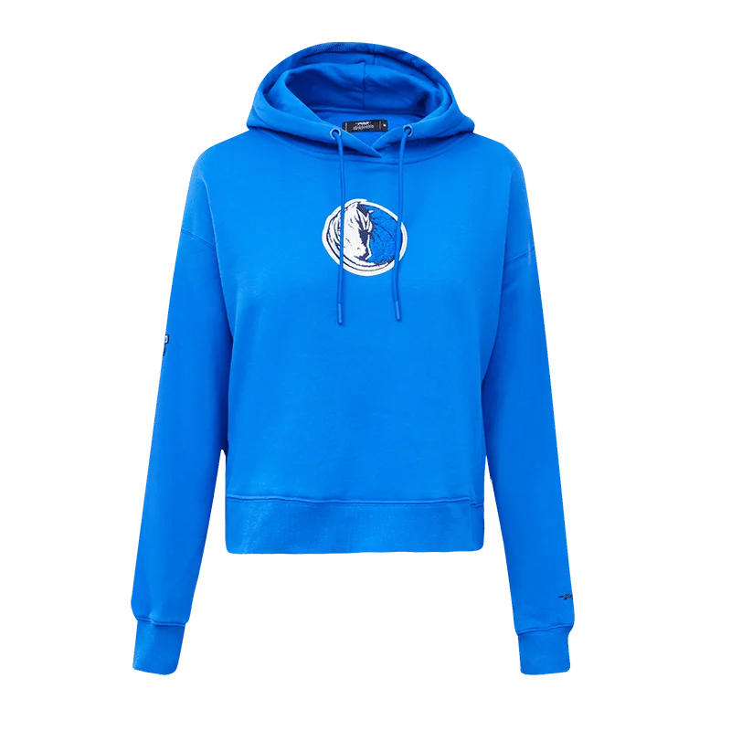 NBA DALLAS MAVERICKS CLASSIC WOMEN'S CROPPED PO HOODIE (ROYAL BLUE)