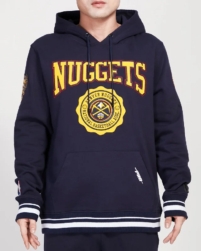 NBA DENVER NUGGETS CREST EMBLEM MEN'S RIB PO HOODIE (MIDNIGHT NAVY)