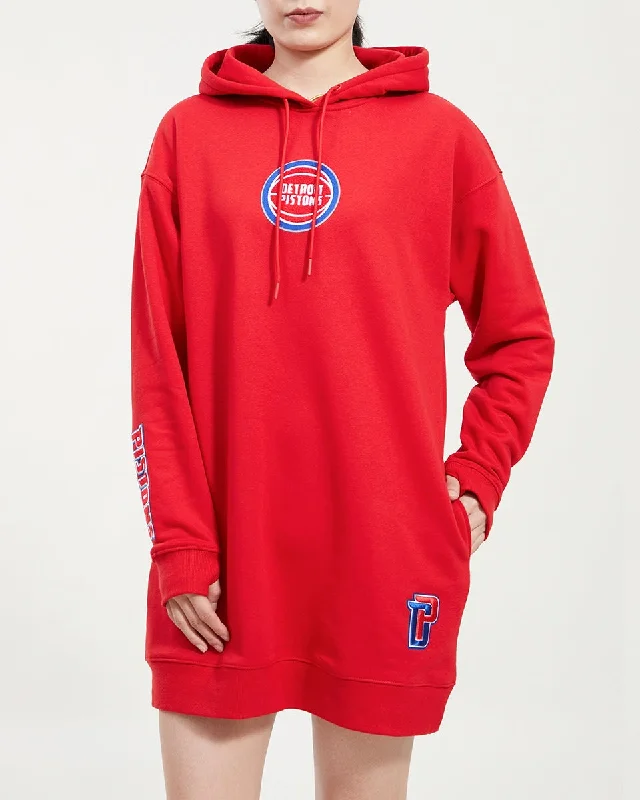 NBA DETROIT PISTONS CLASSIC WOMEN'S HOODIE DRESS (RED)