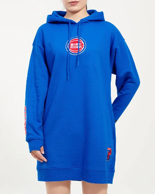 NBA DETROIT PISTONS CLASSIC WOMEN'S HOODIE DRESS (ROYAL BLUE)