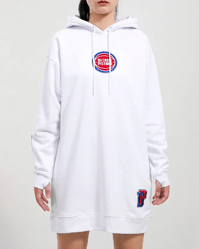 NBA DETROIT PISTONS CLASSIC WOMEN'S HOODIE DRESS (WHITE)