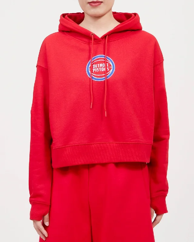 NBA DETROIT PISTONS CLASSIC WOMEN'S CROPPED PO HOODIE (RED)