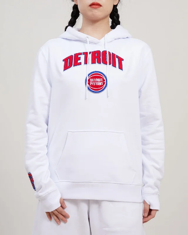 NBA DETROIT PISTONS CLASSIC WOMEN'S PO HOODIE (WHITE)