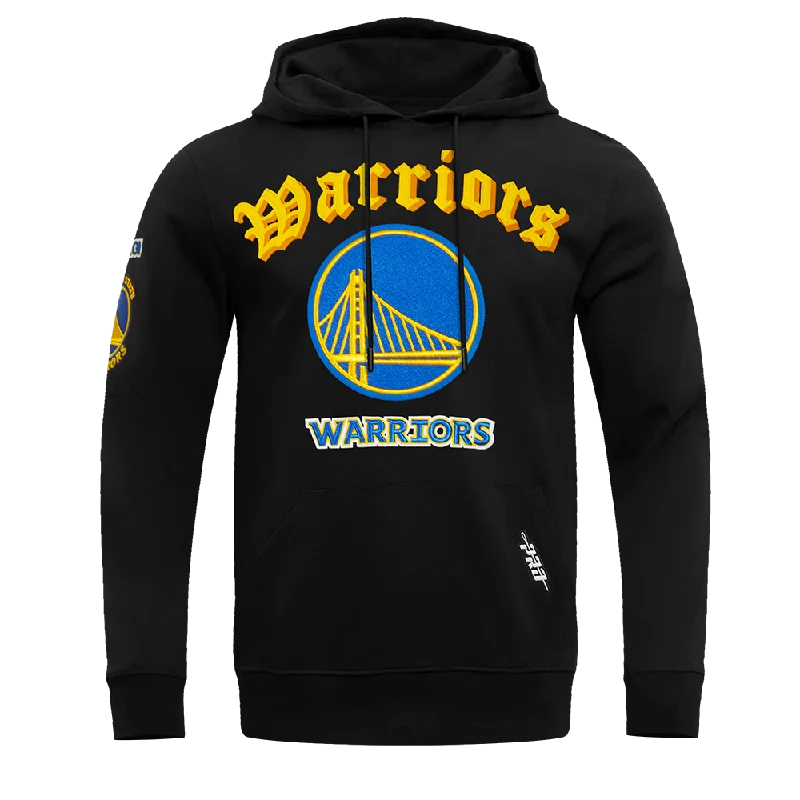 NBA GOLDEN STATE WARRIORS OLD ENGLISH MEN'S PO HOODIE (BLACK)