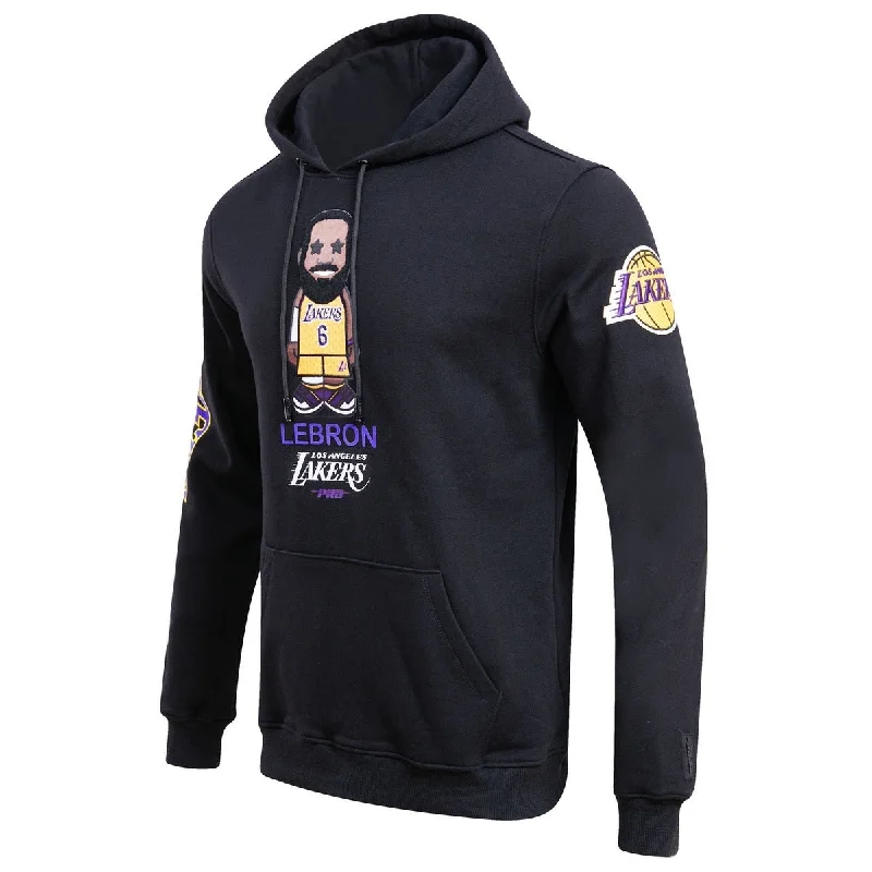 NBA LOS ANGELES LAKERS PRO CARTOON GAME PLAYER MEN'S PO HOODIE LEBRON (BLACK)