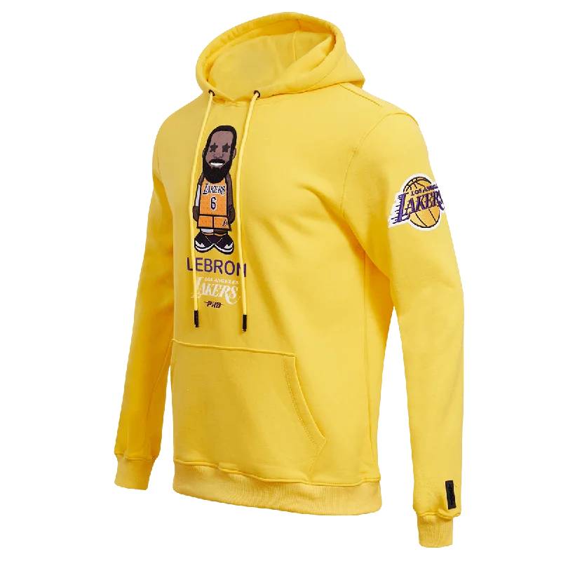 NBA LOS ANGELES LAKERS PRO CARTOON GAME PLAYER MEN'S PO HOODIE LEBRON (YELLOW)