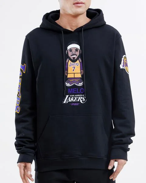 NBA LOS ANGELES LAKERS PRO CARTOON PLAYER MEN'S PO HOODIE MELO (BLACK)