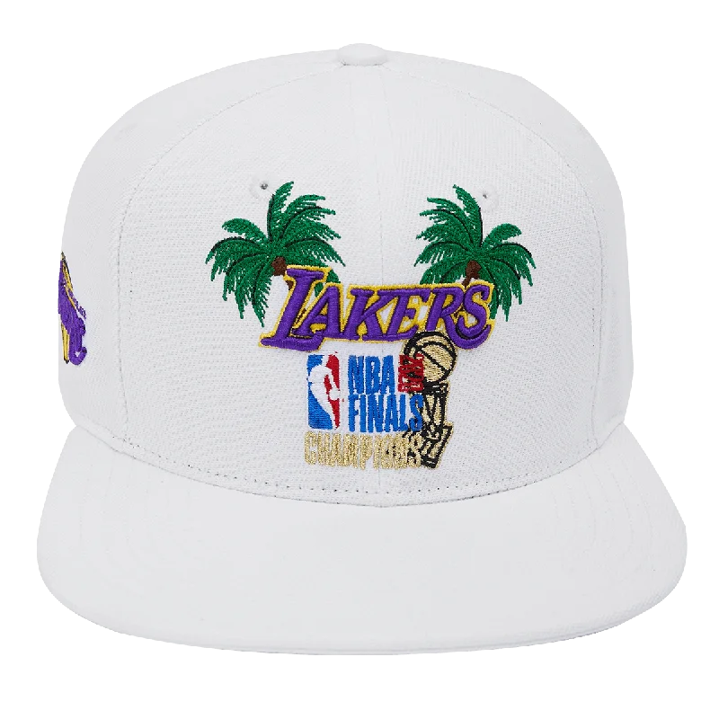 NBA LOS ANGELES LAKERS WORDMARK PALM FINALS CHAMPIONS UNISEX SNAPBACK HOODIE (WHITE)