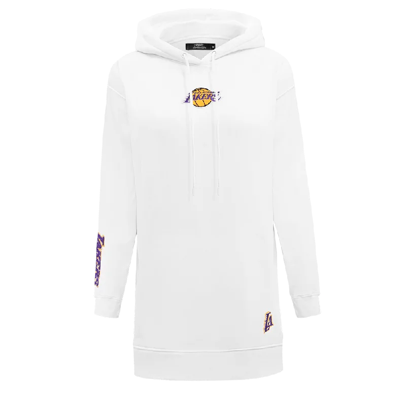 NBA LOS ANGELES LAKERS CLASSIC WOMEN'S HOODIE DRESS (WHITE)