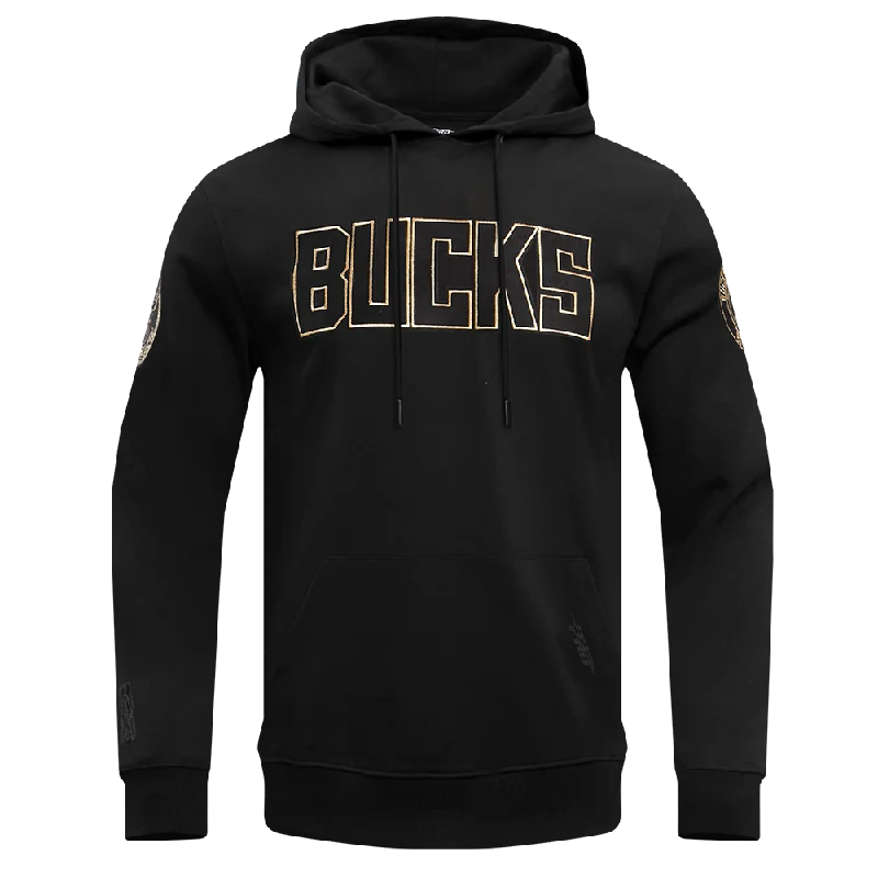 NBA MILWAUKEE BUCKS BLACK & GOLD DK PO HOODIE (BLACK)