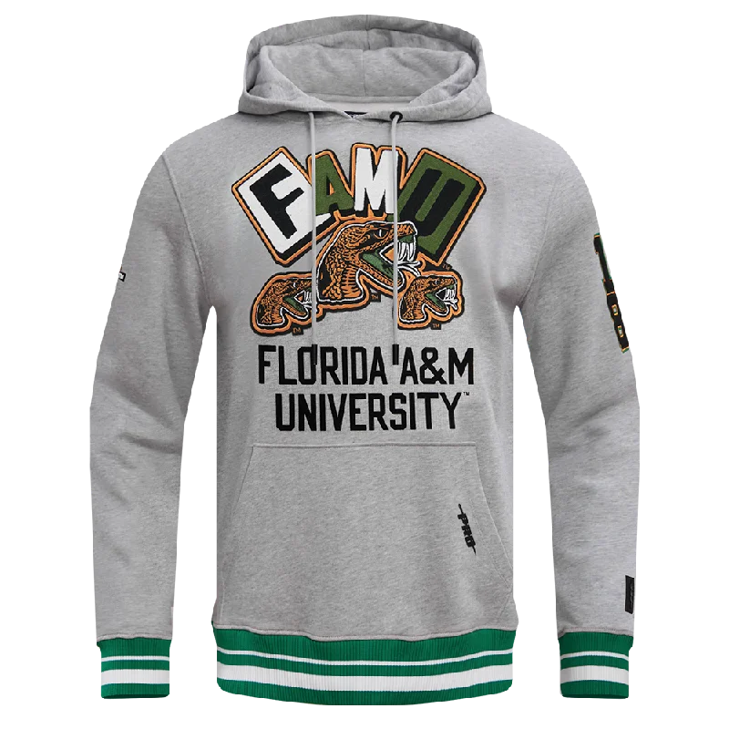 FLORIDA A&M UNIVERSITY HOMECOMING MEN'S RIB PO HOODIE (HEATHER GREY/GREEN)