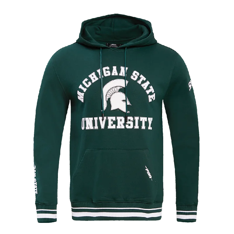 MICHIGAN STATE UNIVERSITY CLASSIC MEN'S STACKED LOGO PO HOODIE (FOREST GREEN)