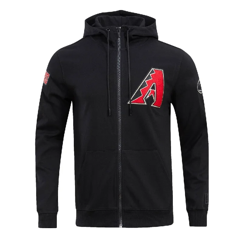 MLB ARIZONA DIAMONDBACKS CLASSIC CHENILLE MEN'S FZ PO HOODIE (BLACK)