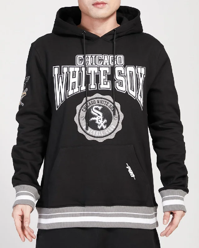 MLB CHICAGO WHITE SOX CREST EMBLEM MEN'S RIB PO HOODIE (BLACK/GRAY)