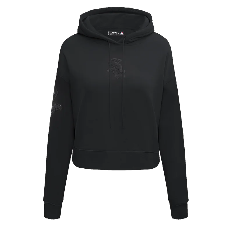 MLB CHICAGO WHITE SOX TRIPLE BLACK WOMEN'S CROPPED PO HOODIE (TRIPLE BLACK)