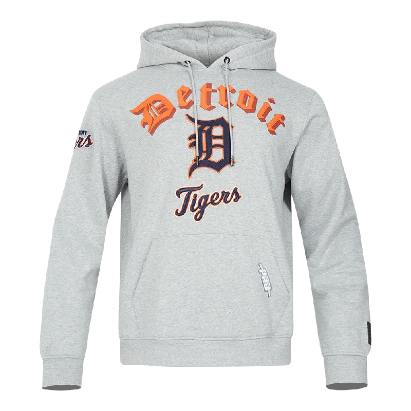 MLB DETROIT TIGERS OLD ENGLISH MEN'S PO HOODIE (HEATHER GREY)