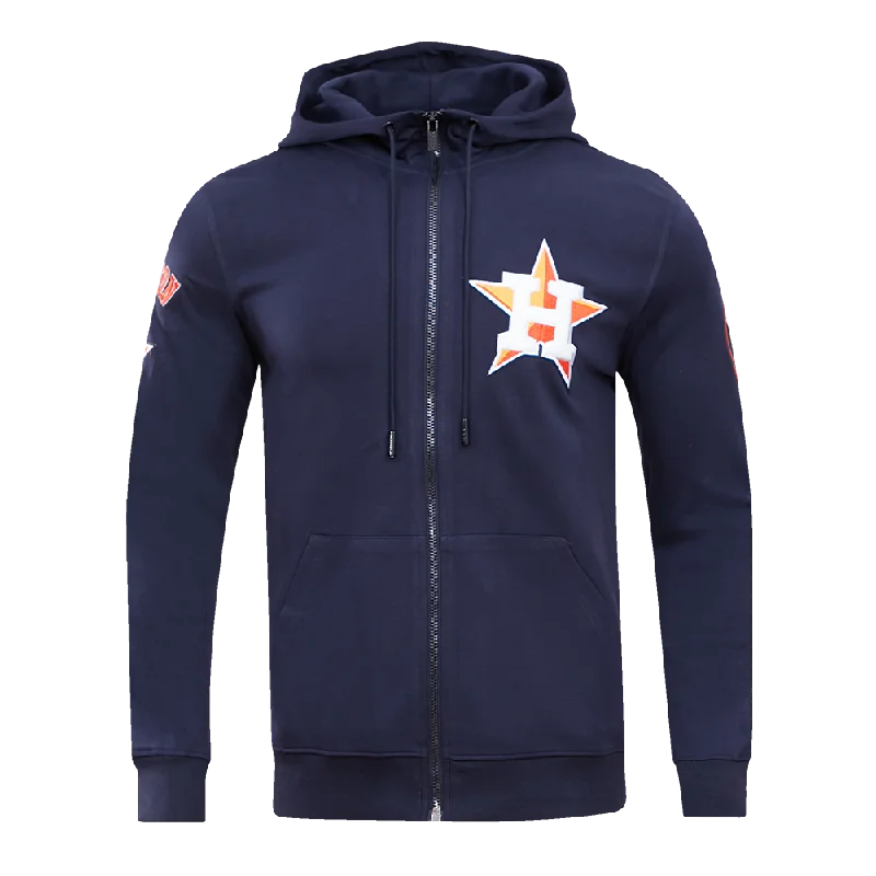 MLB HOUSTON ASTROS CLASSIC CHENILLE MEN'S FZ PO HOODIE (MIDNIGHT NAVY)