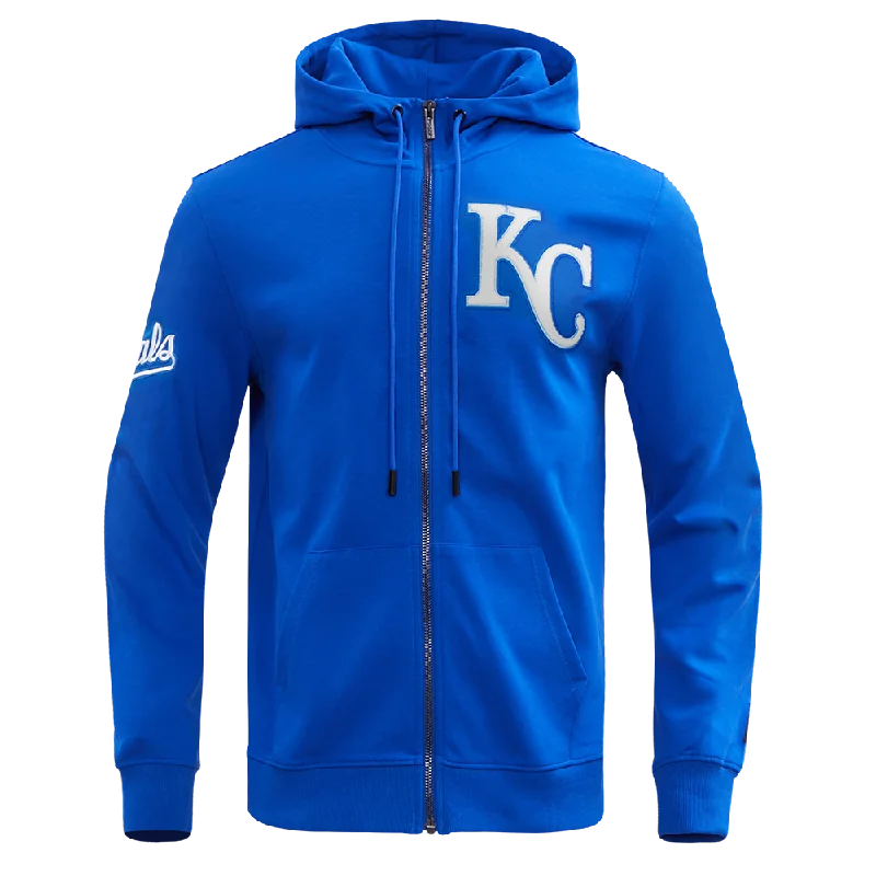 MLB KANSAS CITY ROYALS CLASSIC CHENILLE MEN'S FZ PO HOODIE (ROYAL BLUE)