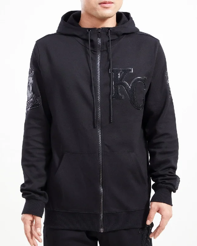 MLB KANSAS CITY ROYALS TRIPLE BLACK MEN'S FZ HOODIE (TRIPLE BLACK)