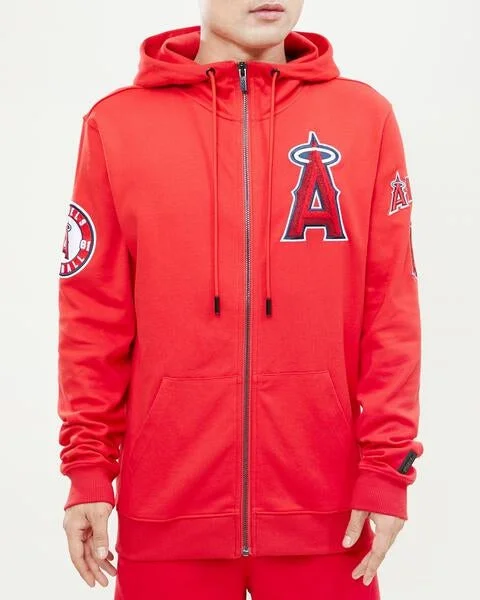 MLB LOS ANGELES ANGELS CLASSIC CHENILLE MEN'S FZ PO HOODIE (RED)