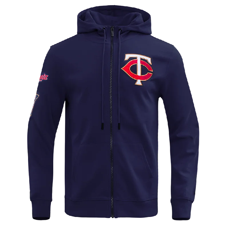 MLB MINNESOTA TWINS CLASSIC CHENILLE MEN'S FZ PO HOODIE (MIDNIGHT NAVY)