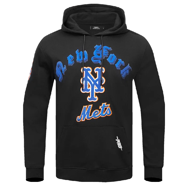 MLB NEW YORK METS OLD ENGLISH MEN'S PO HOODIE (BLACK)