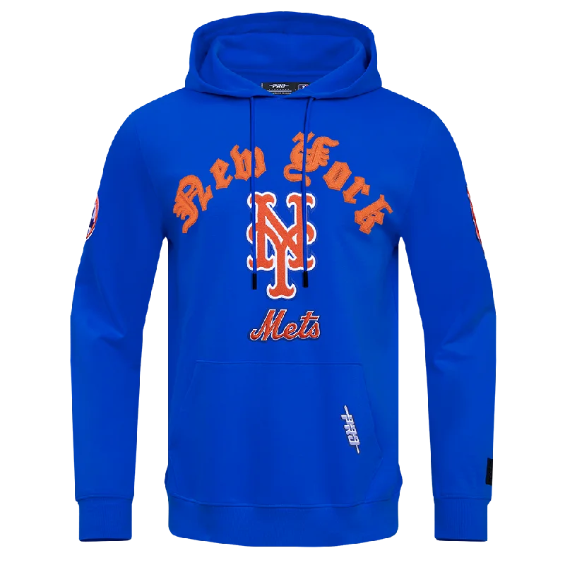 MLB NEW YORK METS OLD ENGLISH MEN'S PO HOODIE (ROYAL BLUE)