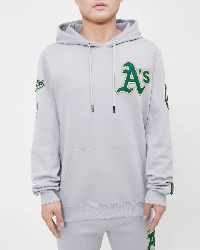 MLB OAKLAND ATHLETICS CLASSIC CHENILLE MEN'S PO HOODIE (GRAY)