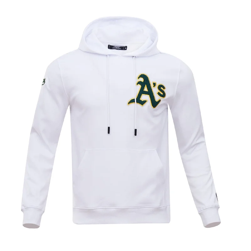 MLB OAKLAND ATHLETICS CLASSIC CHENILLE MEN'S PO HOODIE (WHITE)