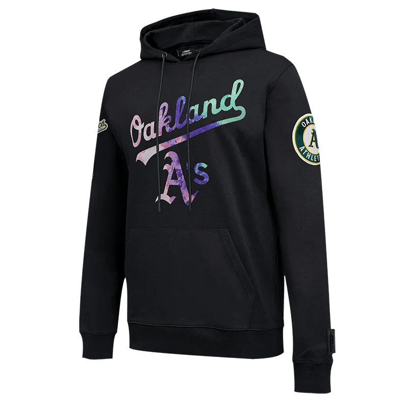 MLB OAKLAND ATHLETICS DIP DYE LOGO MEN'S PO HOODIE (BLACK)