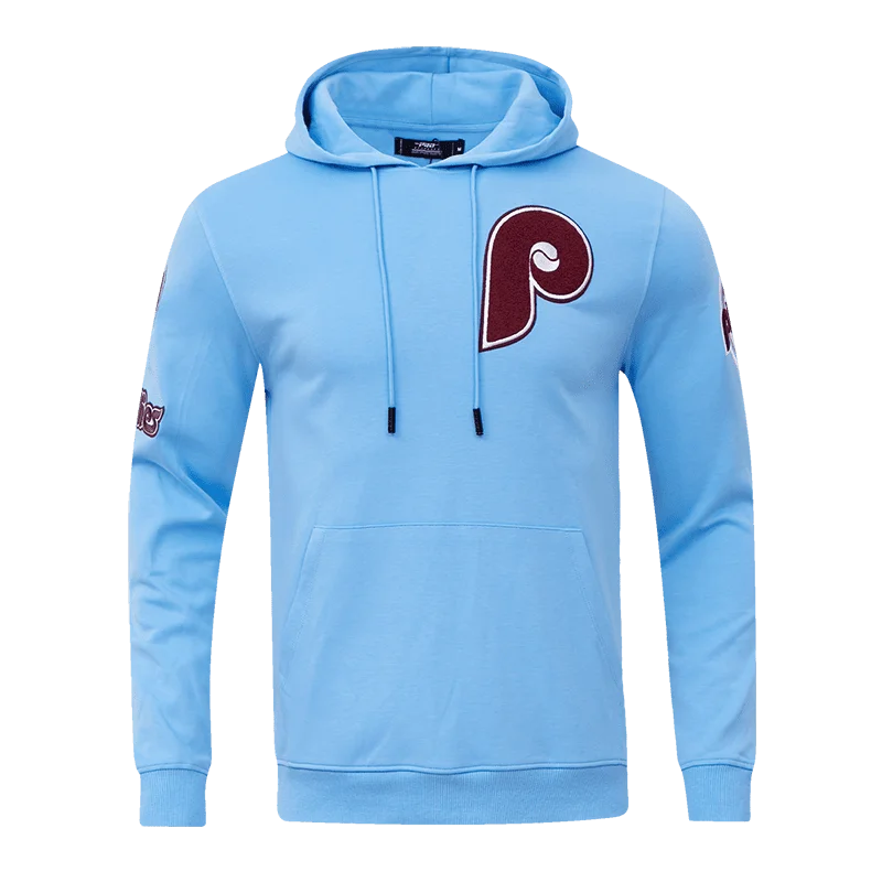 MLB PHILADELPHIA PHILLIES CLASSIC CHENILLE MEN'S PO HOODIE (UNIVERSITY BLUE)