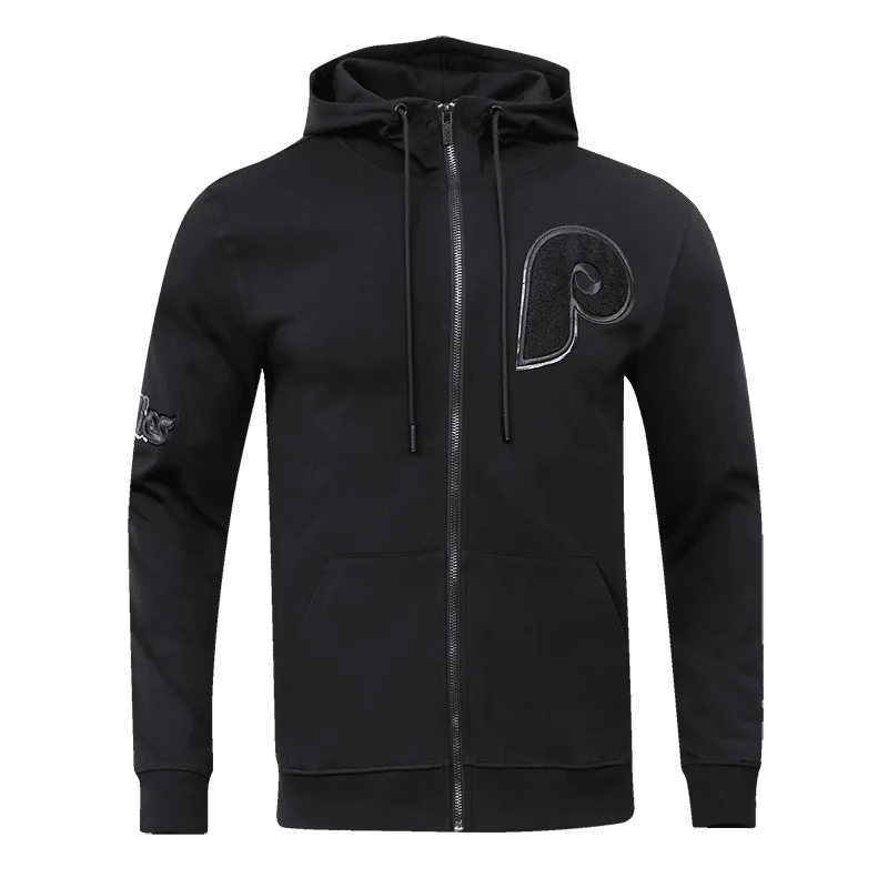 MLB PHILADELPHIA PHILLIES TRIPLE BLACK MEN'S FZ PO HOODIE (TRIPLE BLACK)