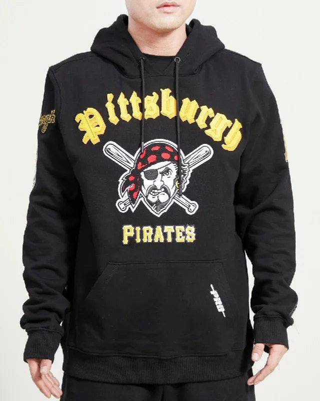 MLB PITTSBURGH PIRATES OLD ENGLISH MEN'S PO HOODIE (BLACK)