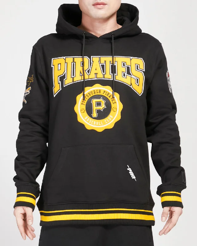 MLB PITTSBURGH PIRATES CREST EMBLEM MEN'S RIB PO HOODIE (BLACK/YELLOW)