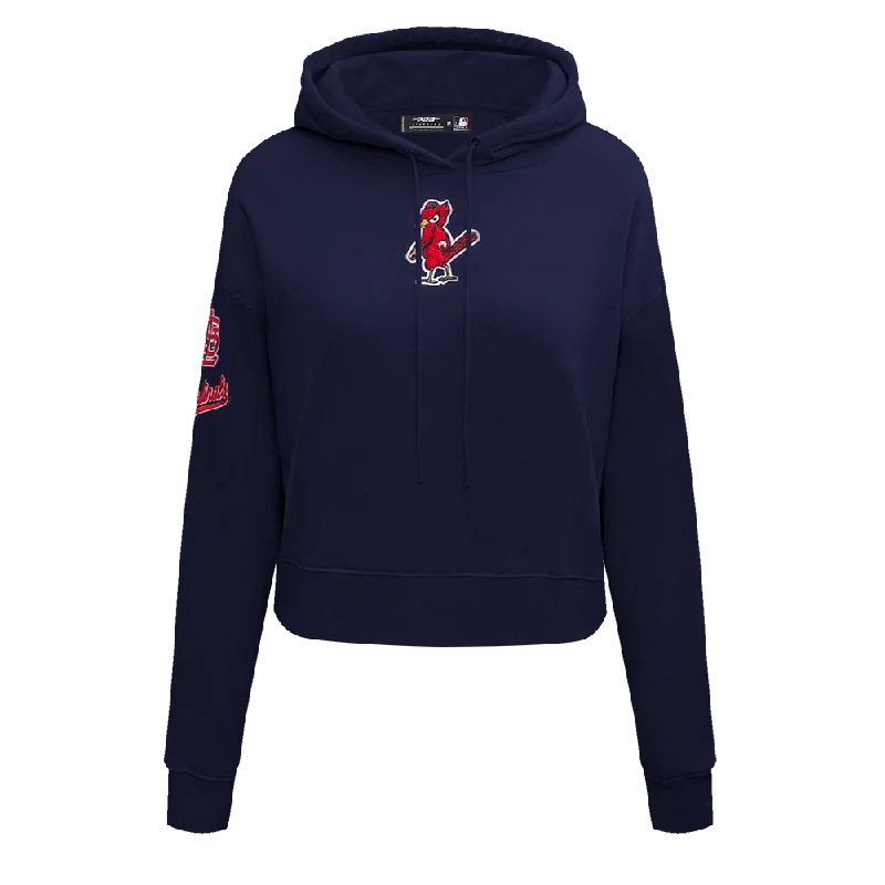 MLB ST. LOUIS CARDINALS CLASSIC WOMEN'S CROPPED PO HOODIE (MIDNIGHT NAVY)