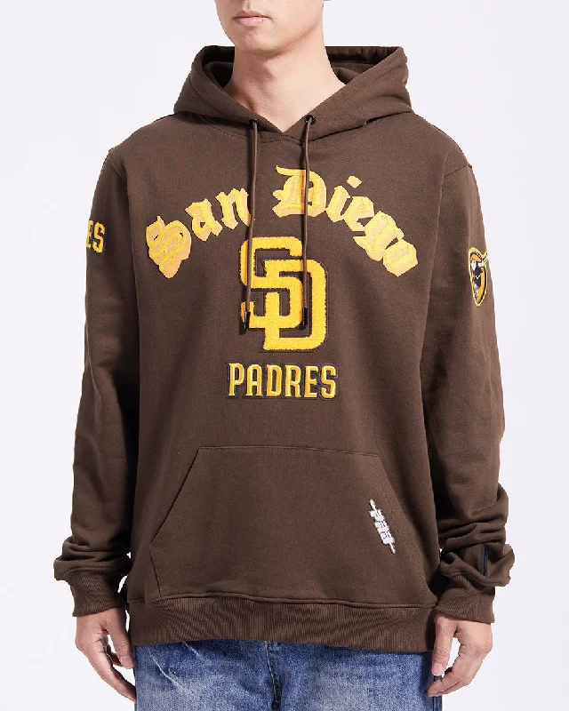 MLB SAN DIEGO PADRES OLD ENGLISH MEN'S PO HOODIE (BROWN)