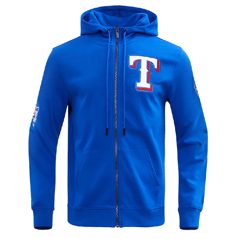 MLB TEXAS RANGERS CLASSIC CHENILLE MEN'S FZ PO HOODIE (ROYAL BLUE)