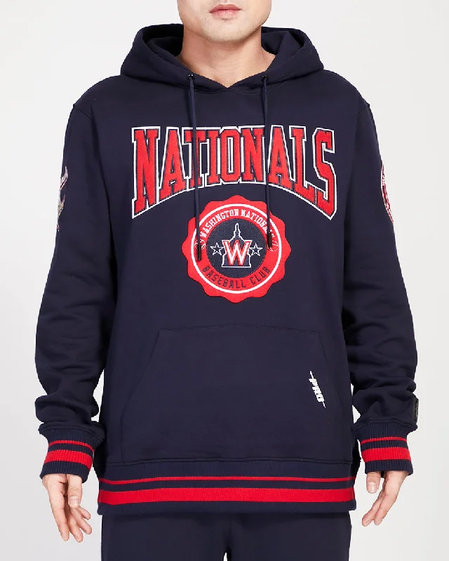 MLB WASHINGTON NATIONALS CREST EMBLEM MEN'S RIB PO HOODIE (MIDNIGHT NAVY/RED/MIDNIGHT NAVY)