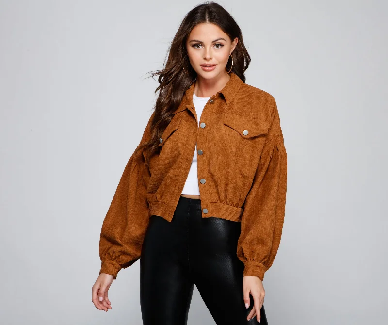 Effortlessly Chic Corduroy Cropped Jacket