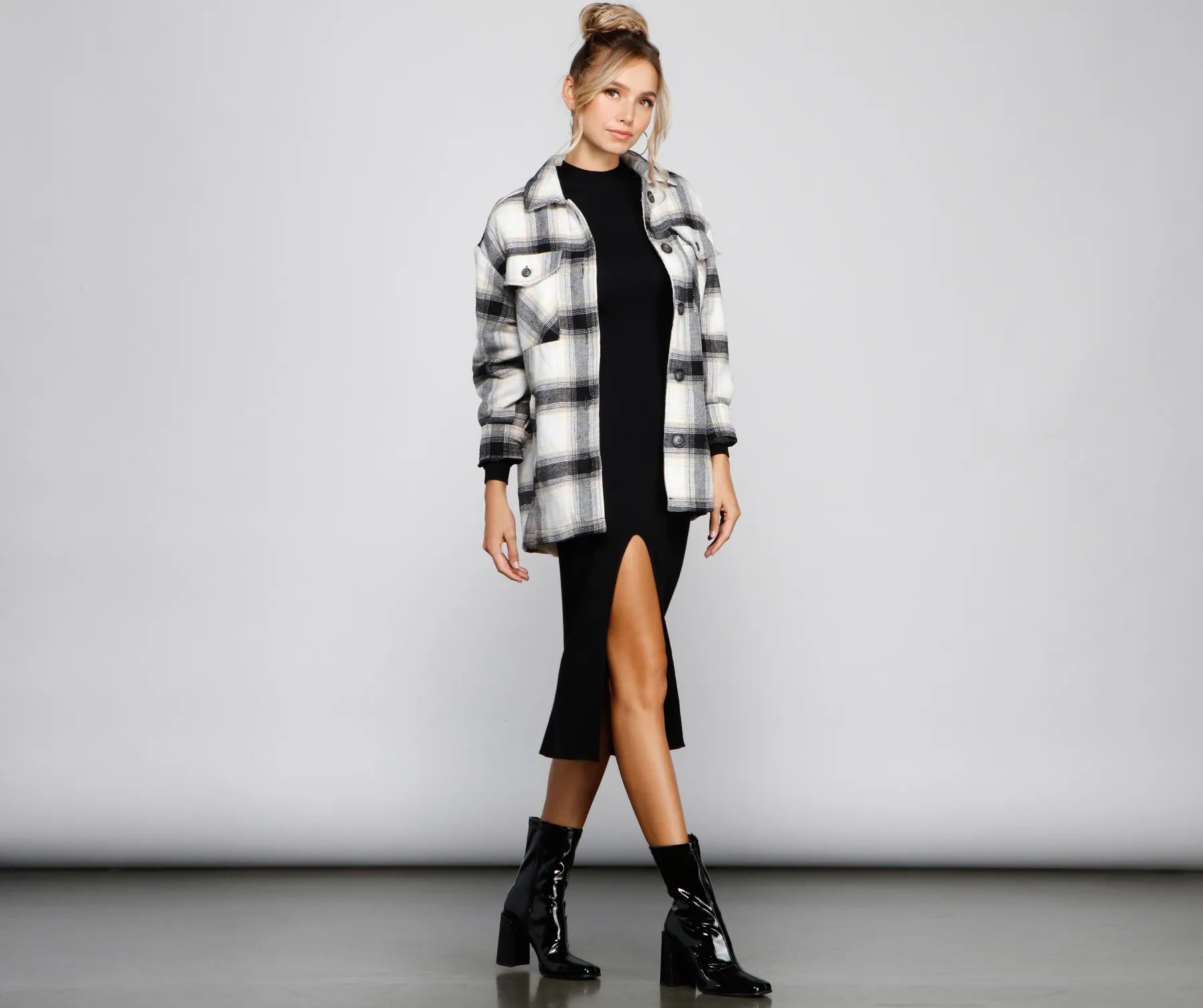 Falling For Cozy Vibes Plaid Sherpa Jacket